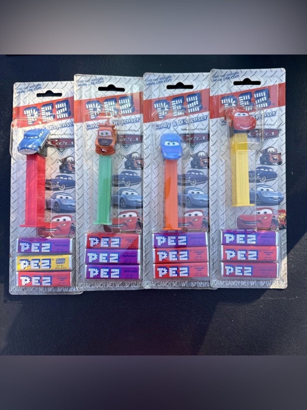 Disney Pixar Cars PEZ Candy Dispensers Lightning McQueen Mater Set Of 4 NIP